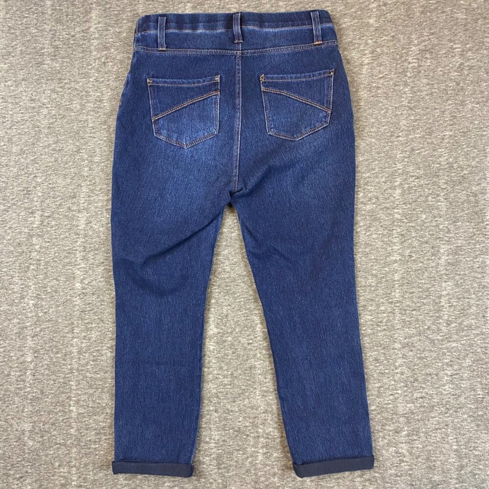 Time And Tru Dark Denim Skinny Capri Jeans Size Small (4-6) Pull On Cuffed Hem - Picture 5 of 5